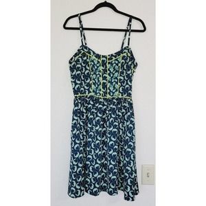 NWT Lauren Conrad Blue & Teal Floral Bustier Spaghetti Strap Dress. Size 10